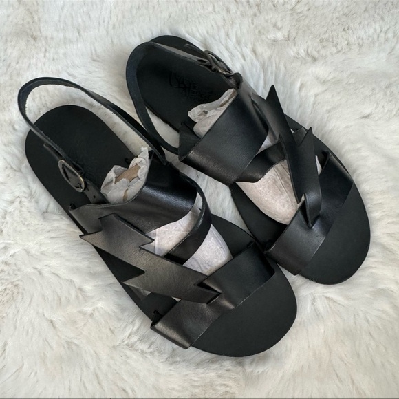Ancient Greek Sandals Lightening Bolt Black Leather Gladiator Sandals Size 41 - Picture 10 of 10